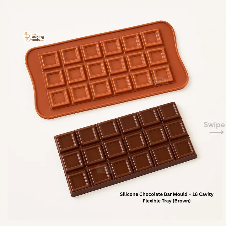 Silicone Chocolate Bar Mould – 18 Cavity Flexible Tray (Brown)
